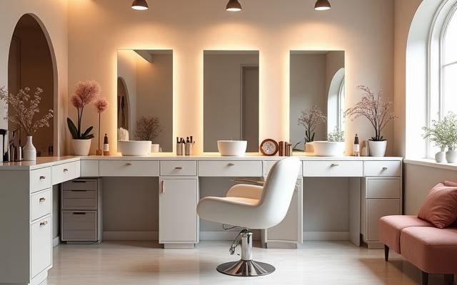 Stesen penggayaan rambut yang moden dan bersih