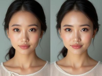 Paparan sebelum dan selepas solekan pengantin, menunjukkan transformasi menakjubkan dengan hasil yang semula jadi.