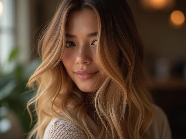 Transformasi Pewarnaan Balayage Coklat Keemasan