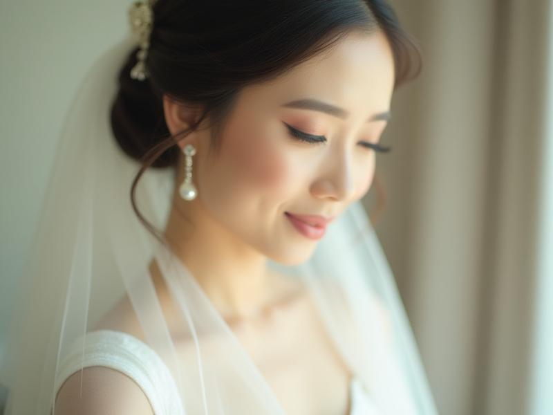 Pengantin cantik sedang bersiap untuk hari perkahwinannya oleh jurusolek profesional Teroka Seri